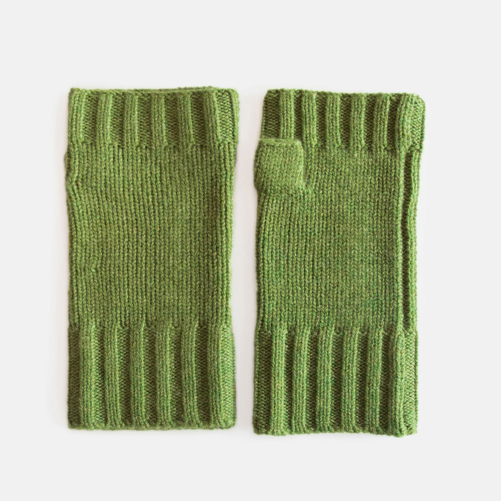 women's cashmere moss green wrist warmer gloves