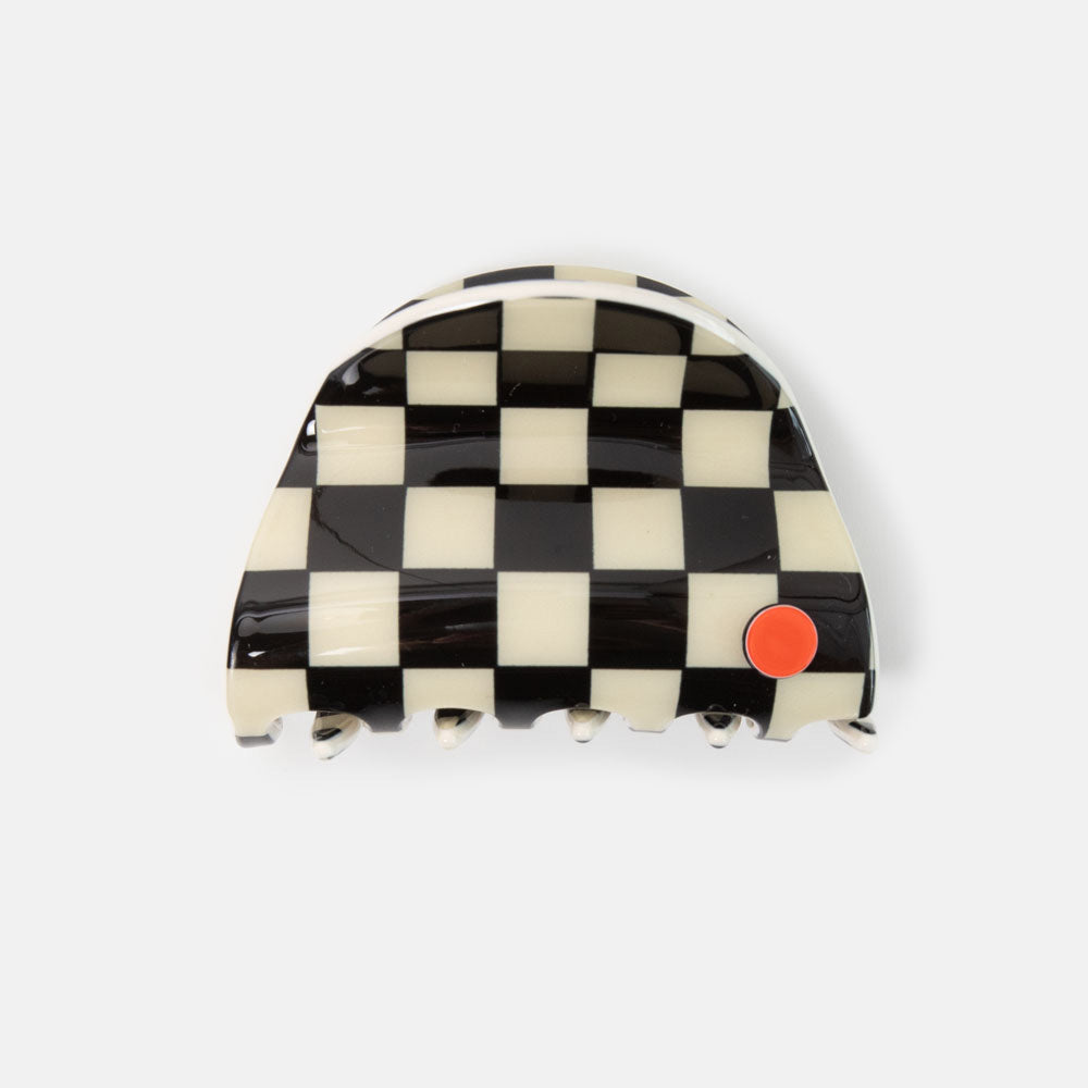 black & cream check hair claw