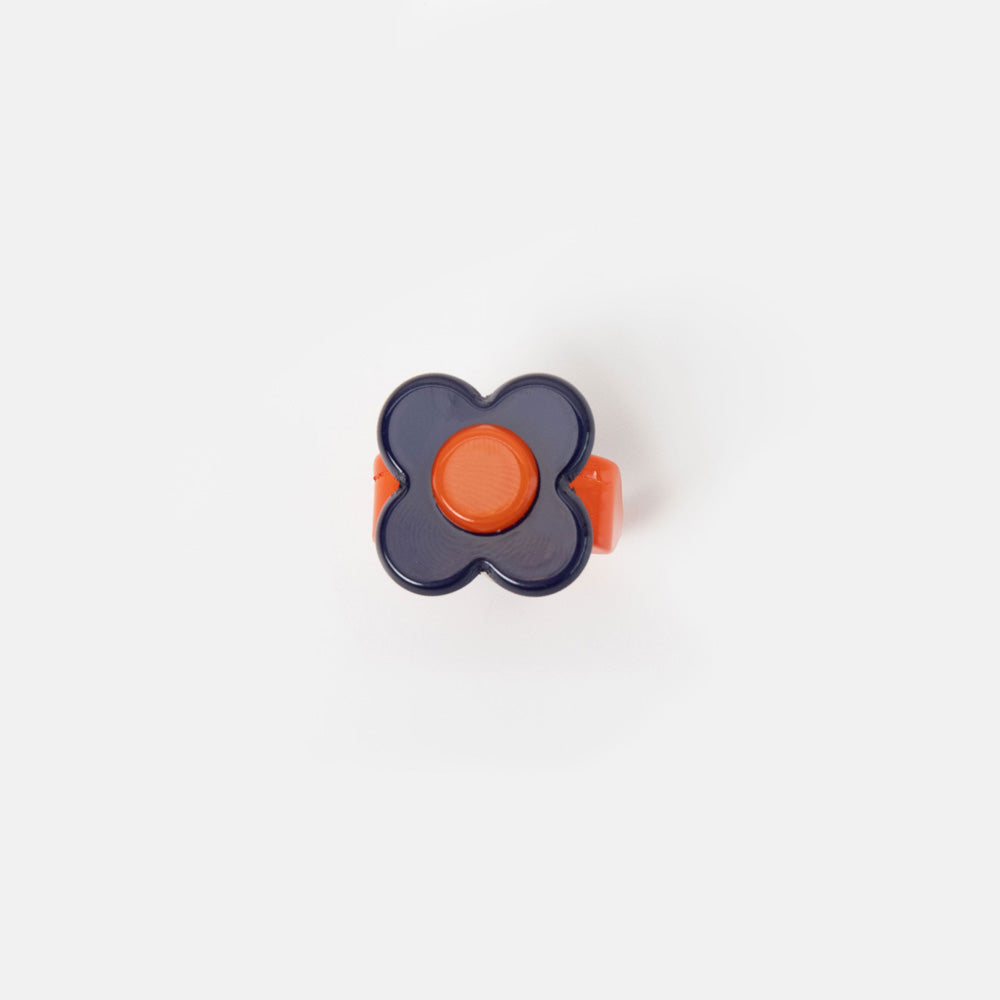 navy blue & orange flower shaped ring