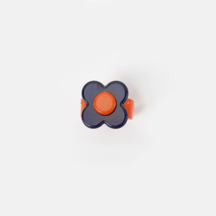 navy blue & orange flower shaped ring