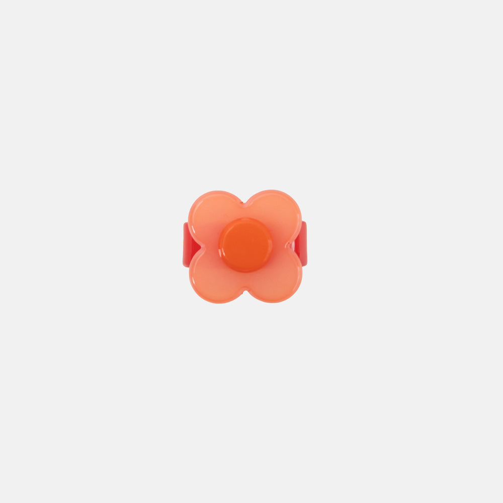 flower shaped ring with red band and pink flower