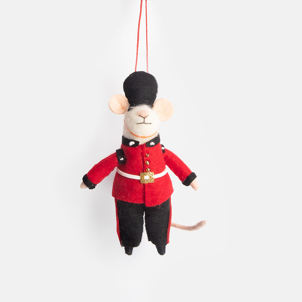 mouse dressed as a beefeater hanging Christmas tree decoration