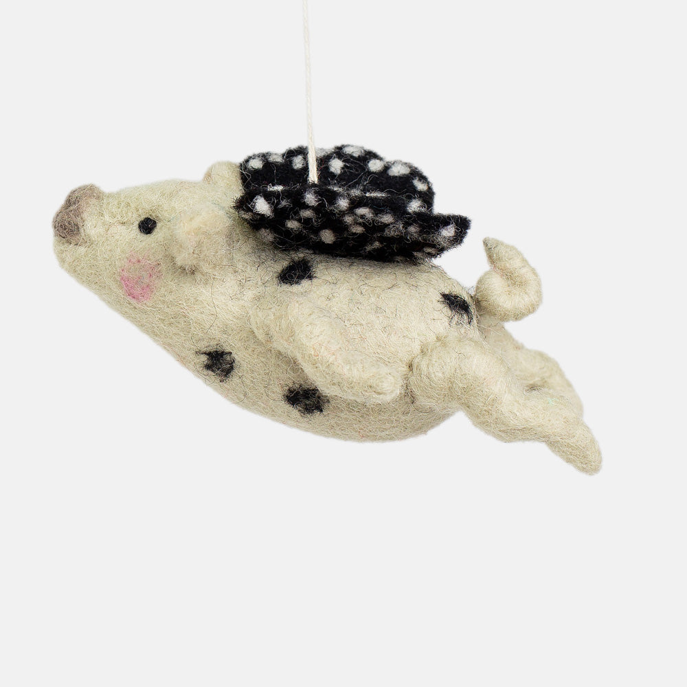felt flying pig hanging christmas tree decoration