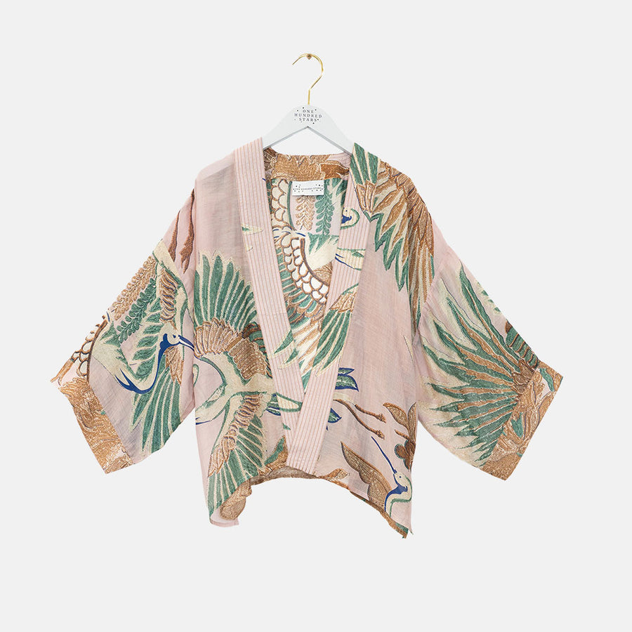 Crane Plaster Pink Kimono