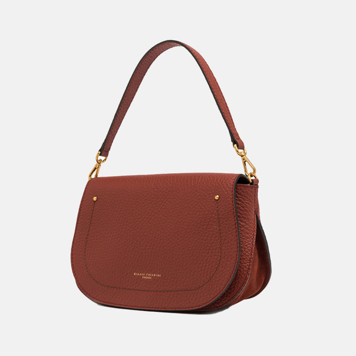 dark red leather handbag, made by gianni chiarini 
