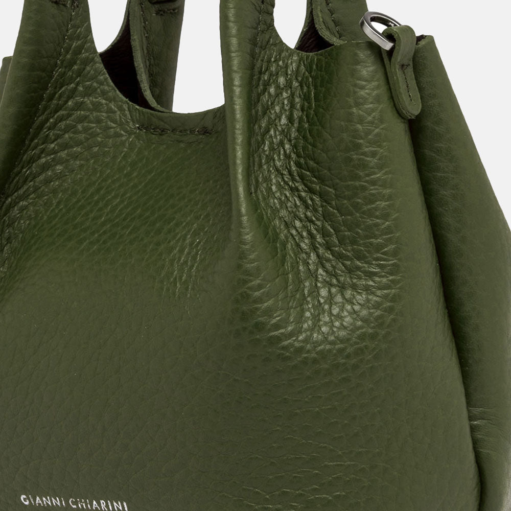 dark green pebbled leather handbag