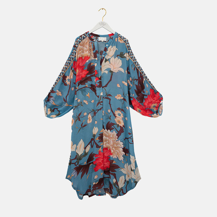 Blue Magnolia Crepe Dress