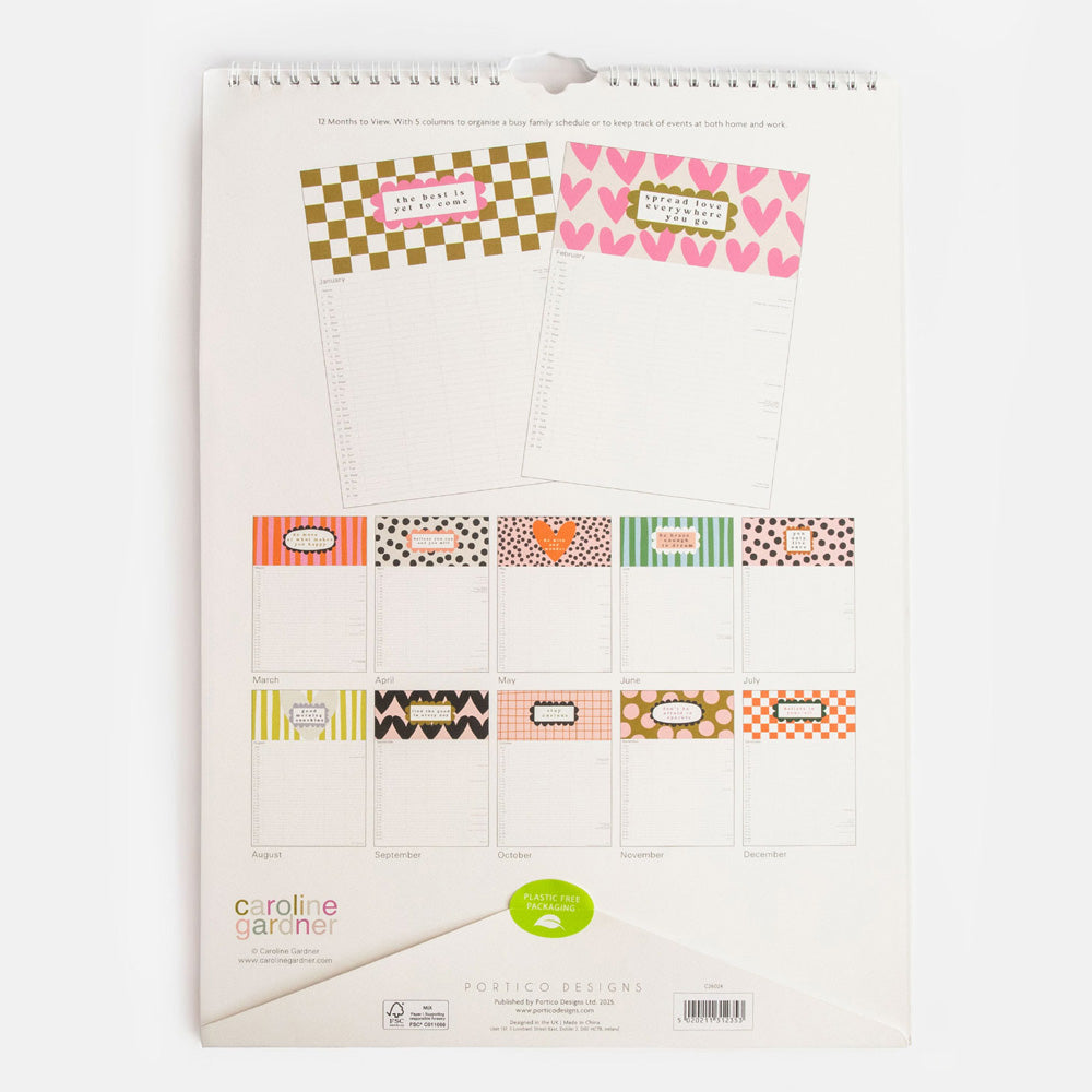 a3 family planning calendar with back cover showing each month page design