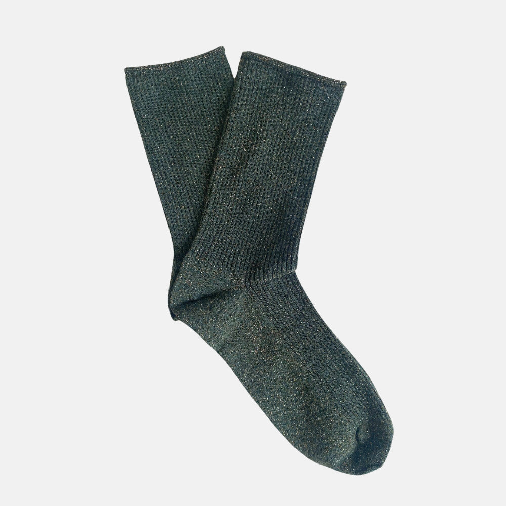 dark green ribbed sparkly socks