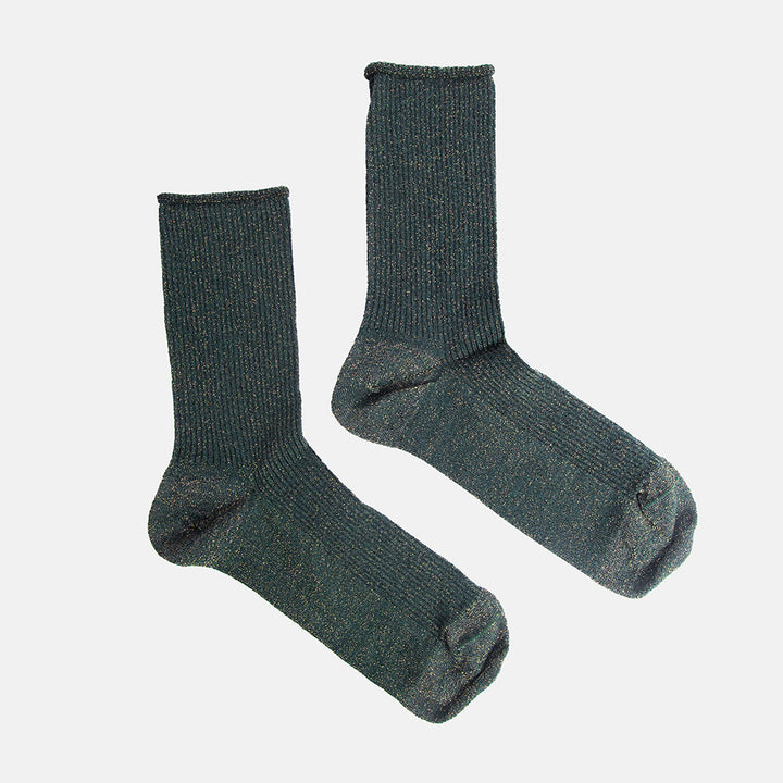 dark green ribbed sparkly socks