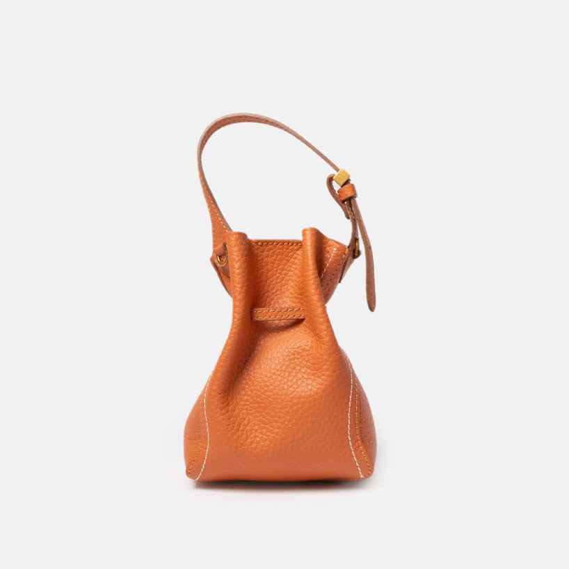 Spice Orange Leather Sienna Small Bucket Bag