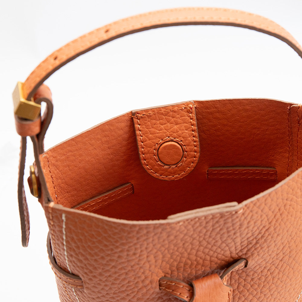 Spice Orange Leather Sienna Small Bucket Bag