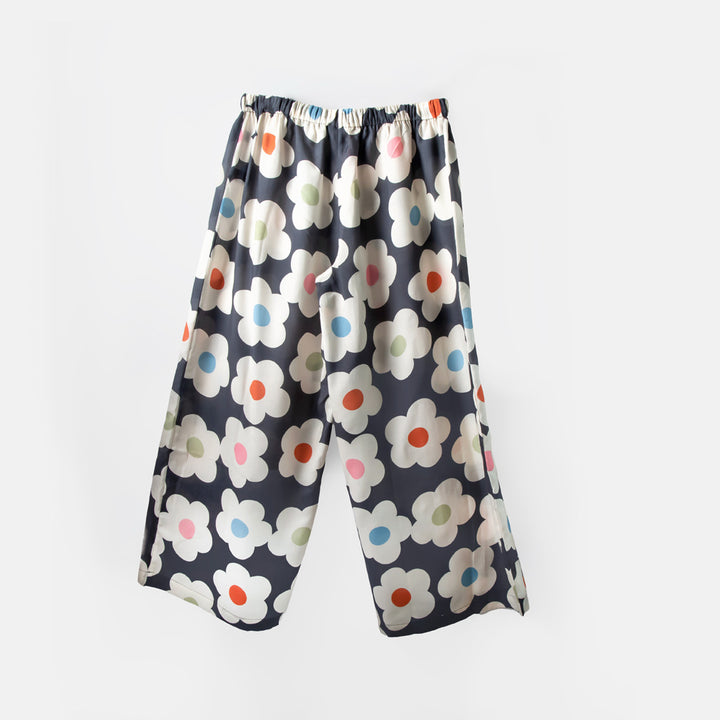 Floral-patterned pants on a white background