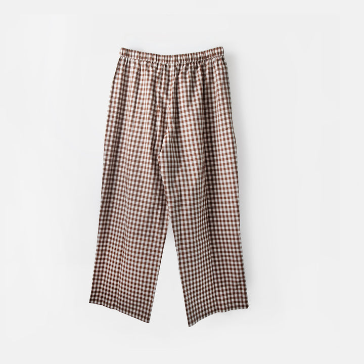 women's brown & white check lounge pants