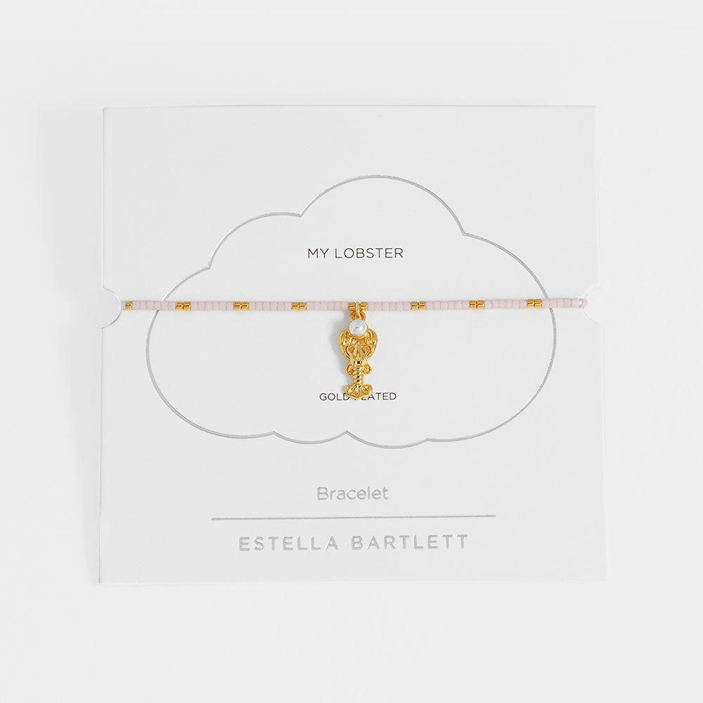 Gold & Pink Beaded Lobster Bracelet