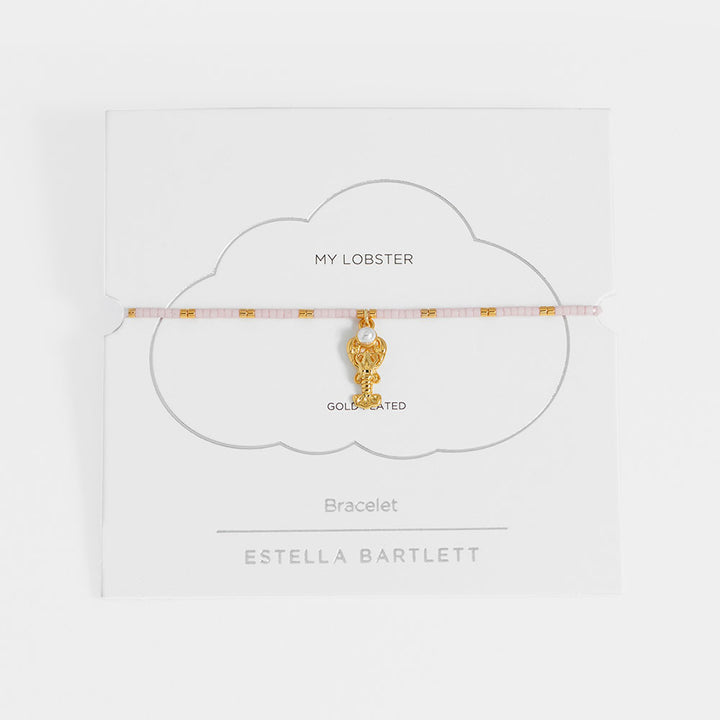 Gold & Pink Beaded Lobster Bracelet