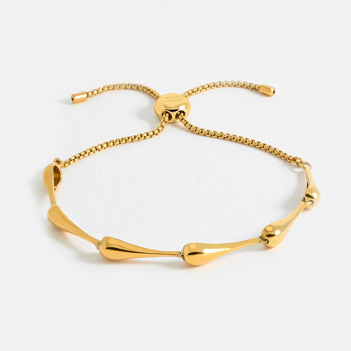 gold drop link bracelet with adjustable slider