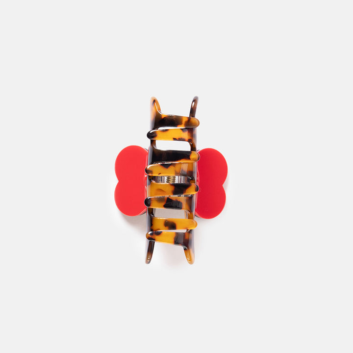 Tortoiseshell & Red Heart Mini Hair Claw