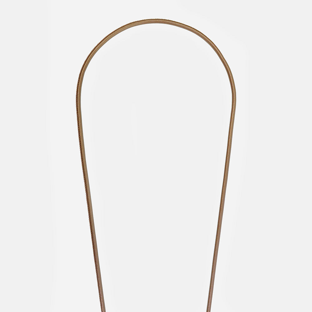 metallic bronze vegan leather long phone cord on a light background