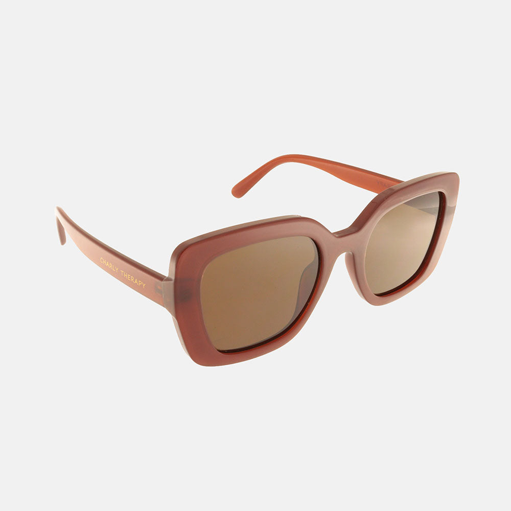 Sunglasses with brown frame and lenses on a white background