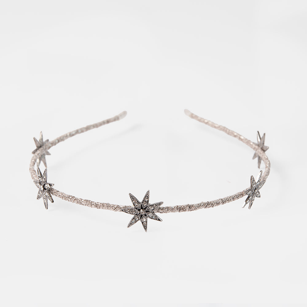 Star-shaped headband with sparkling details on a light grey background