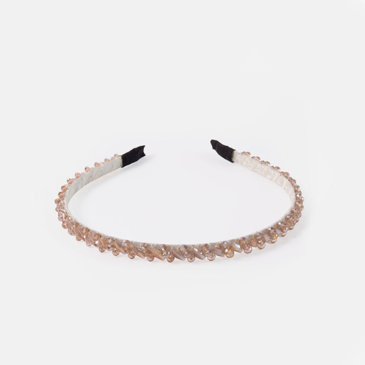 Silver headband set with crystals on a white background