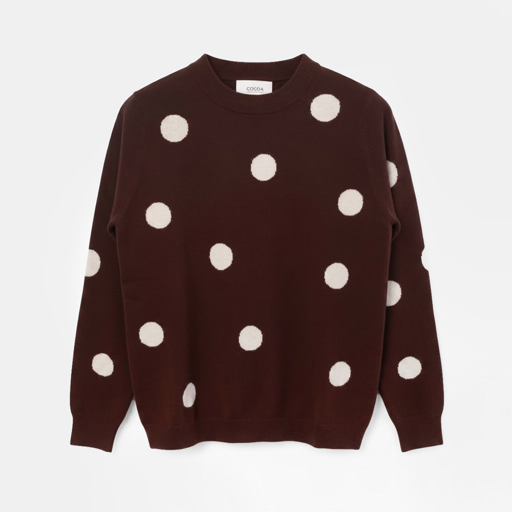 Espresso Brown Polka Dot Pure Cashmere Jumper