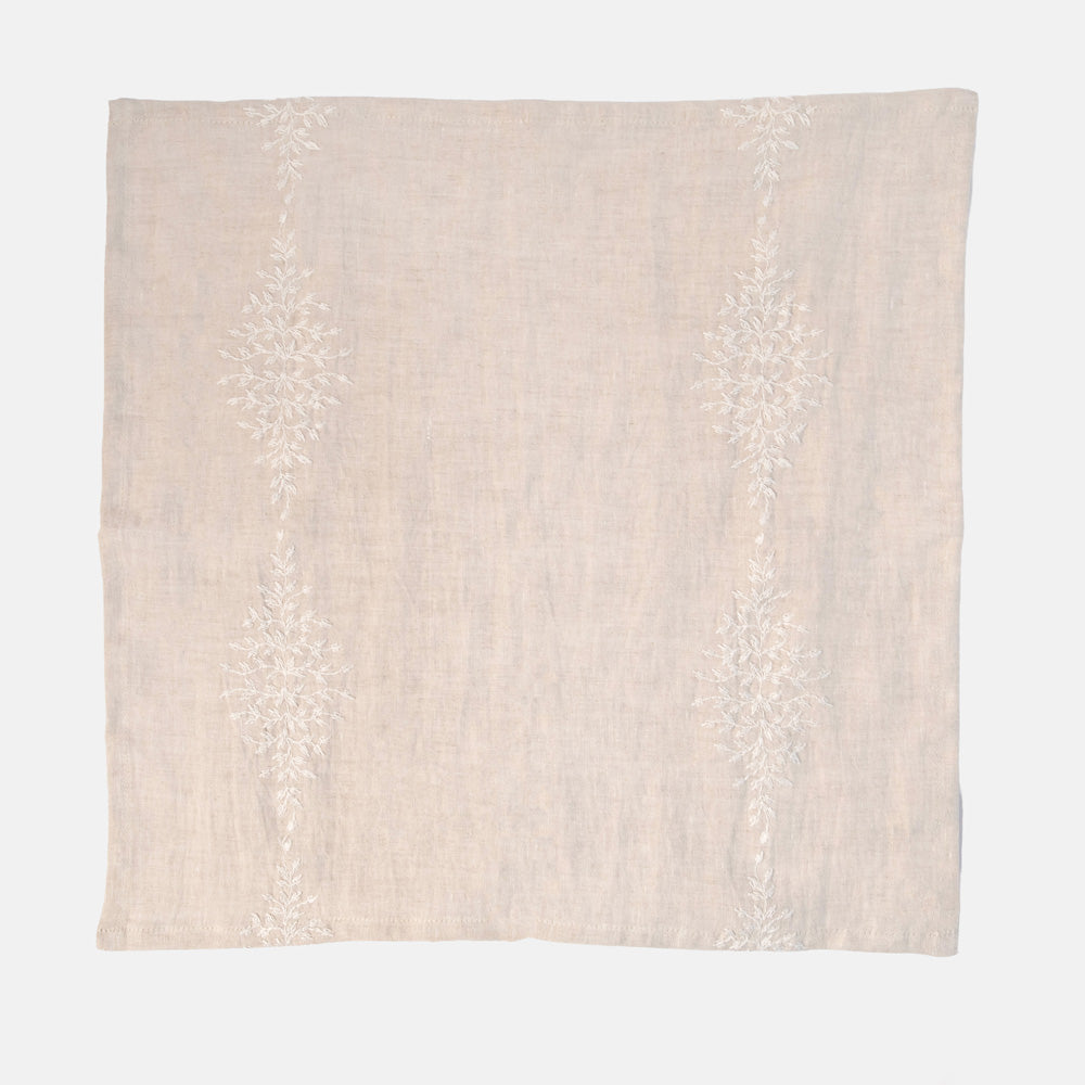 Natural/White Embroidered Linen Napkins Set of 4