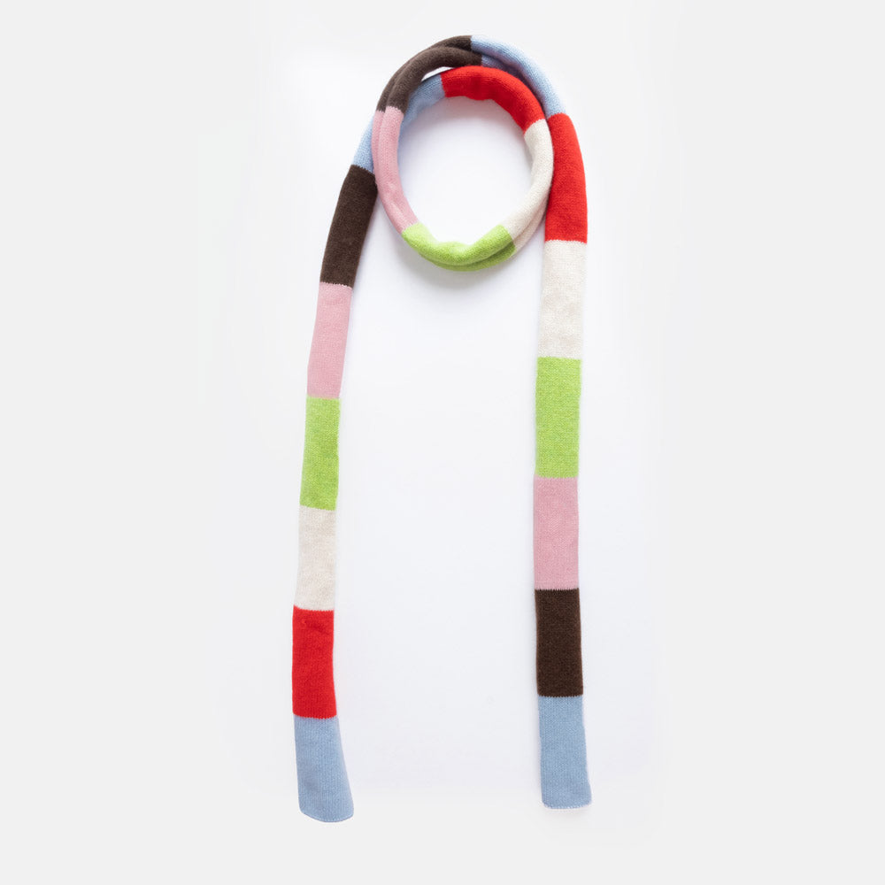 Multi-Stripe Organic Cashmere Skinny Scarf