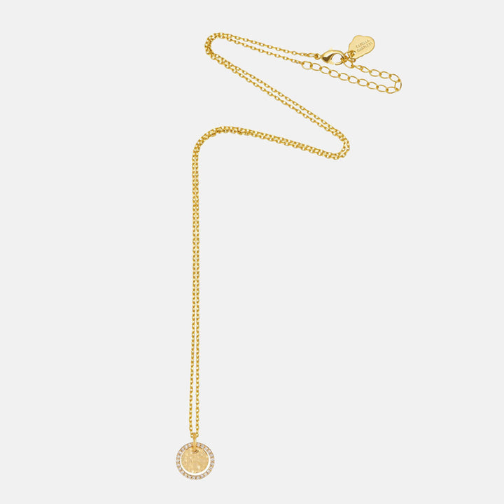 Fine gold chain necklace with a small round coin pendant