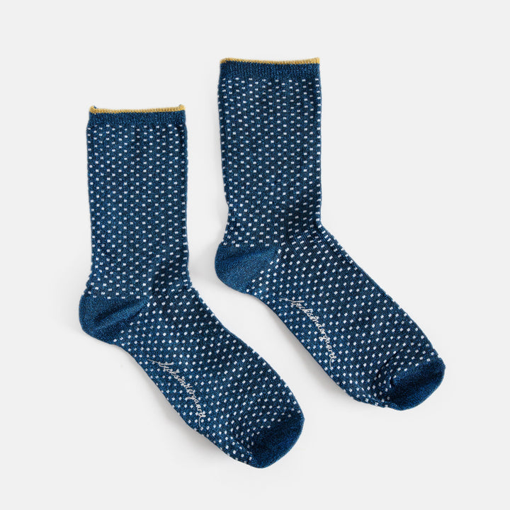 Navy Blue Small Dot Sparkle Socks