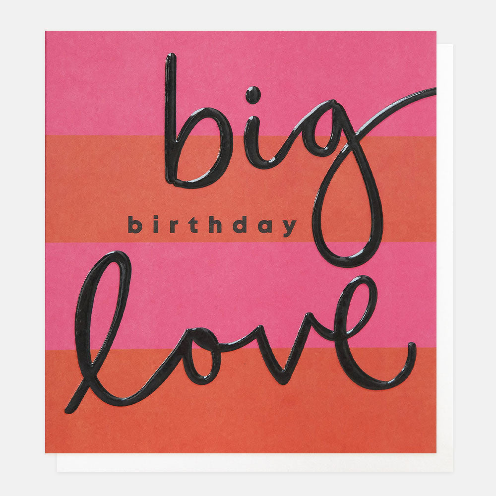 pink & red bold stripe big birthday love card