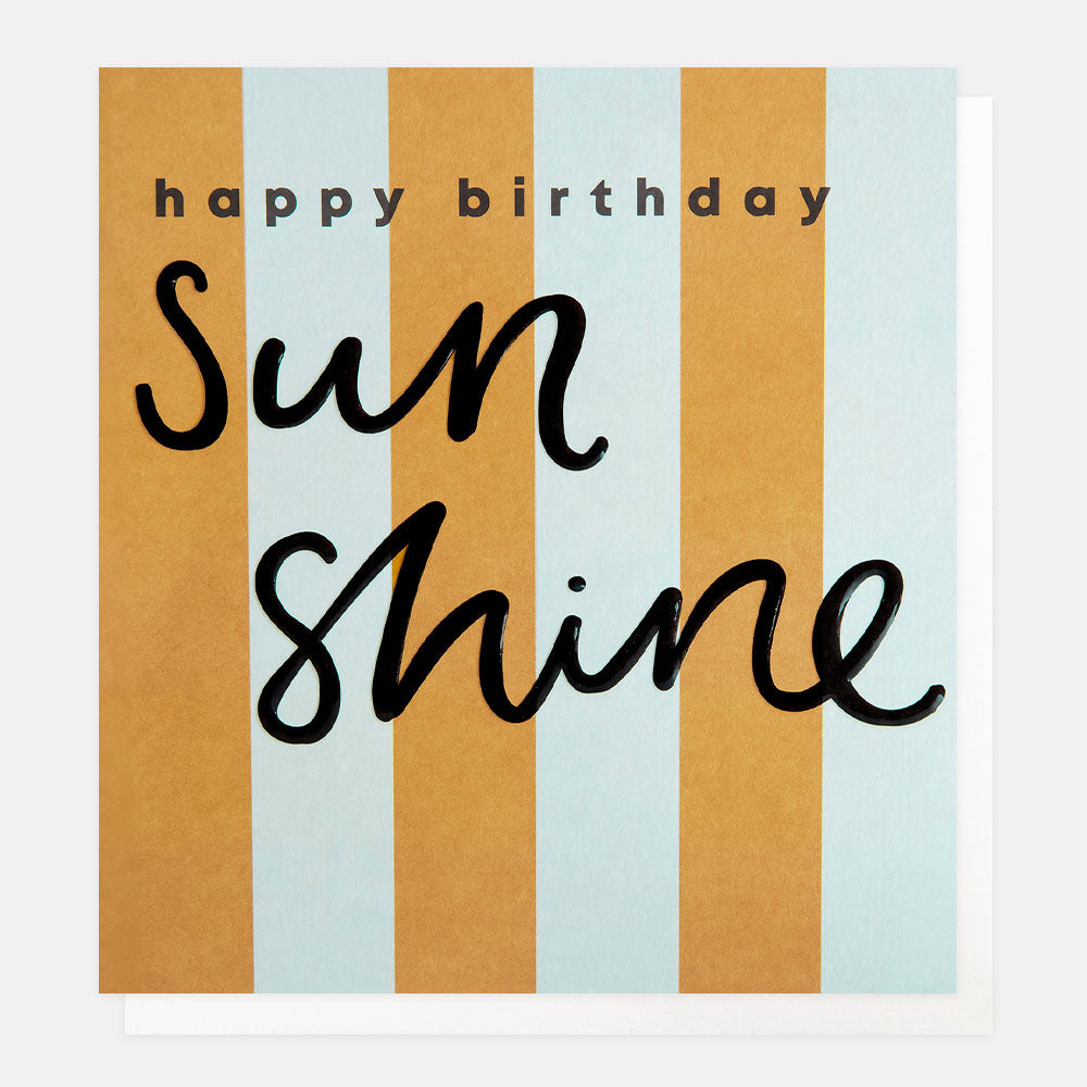 yellow & blue bold stripe happy birthday sunshine card