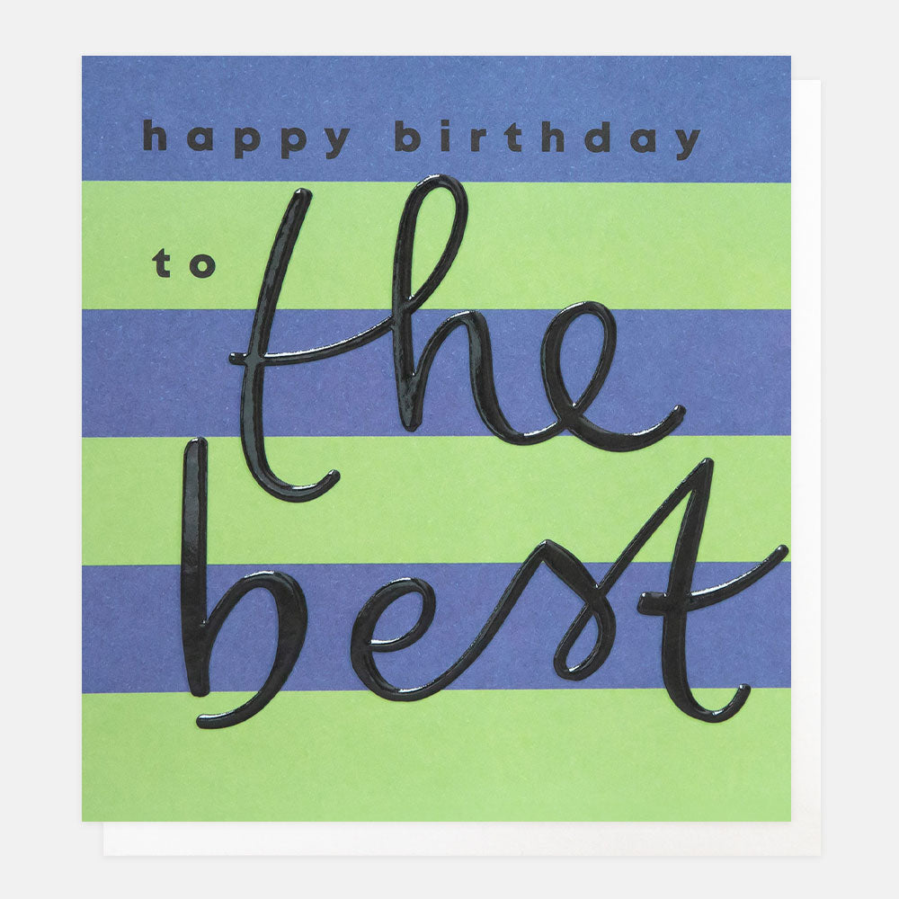 lime green & blue wide stripe happy birthday to the best card