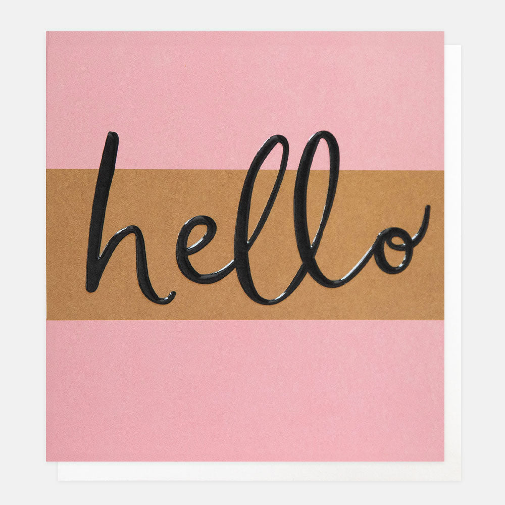 pink & yellow wide stripe hello everyday card