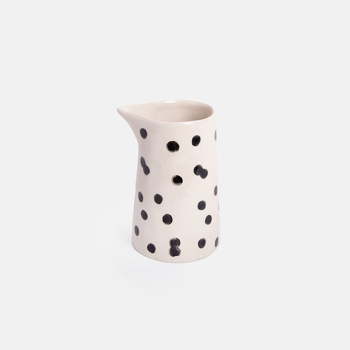 monochrome spot hand painted glazed stoneware milk jug