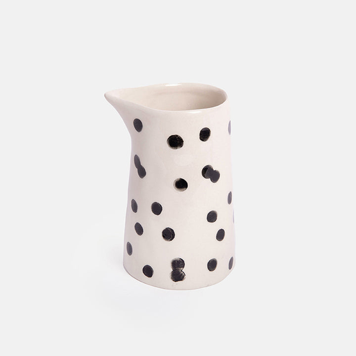 monochrome spot hand painted glazed stoneware milk jug