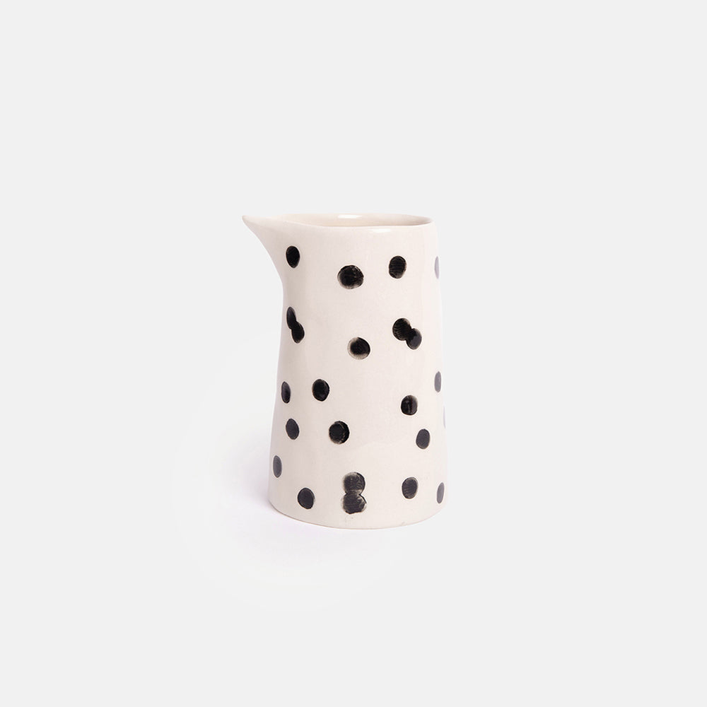 monochrome spot hand painted glazed stoneware milk jug