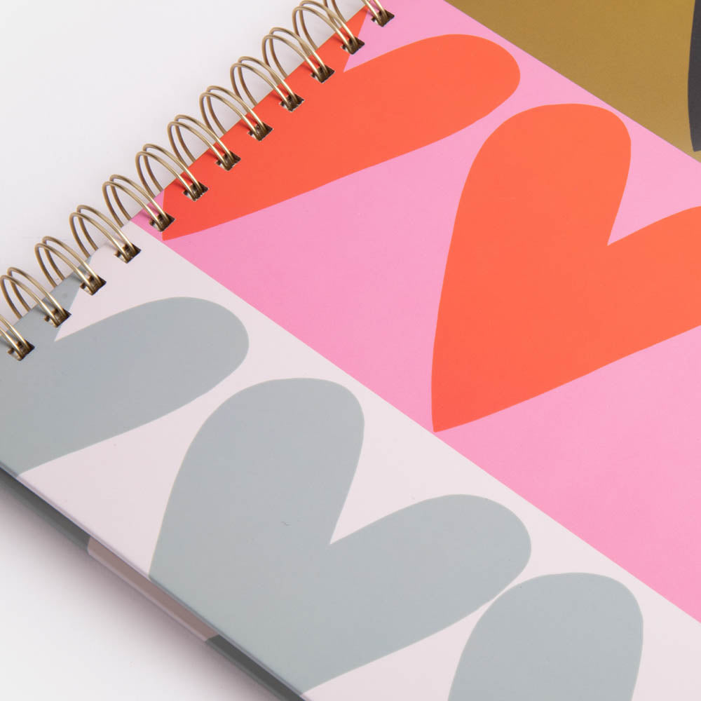 colourblock hearts a4 spiral bound notebook