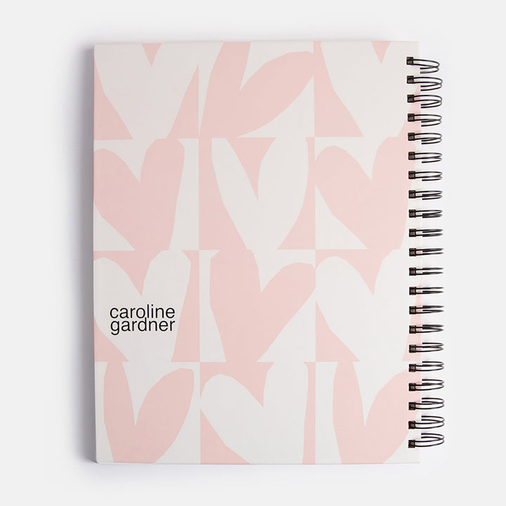 a4 spiral bound hardcover notebook with pink checked hearts print