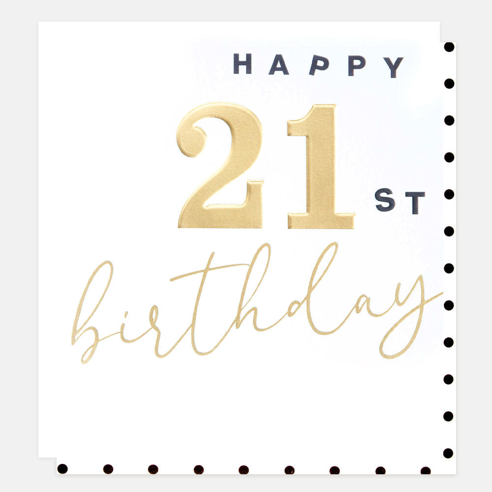 Gold Happy 21st Birthday Card
