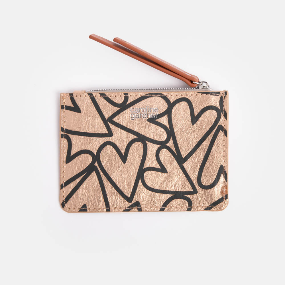 rose gold hearts coated kraft paper short patch purse