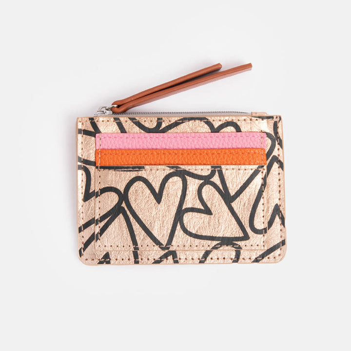 rose gold hearts coated kraft paper short patch purse