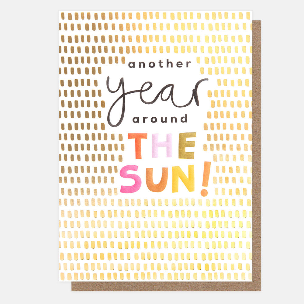 gold brush stroke pattern another year around the sun birthday card