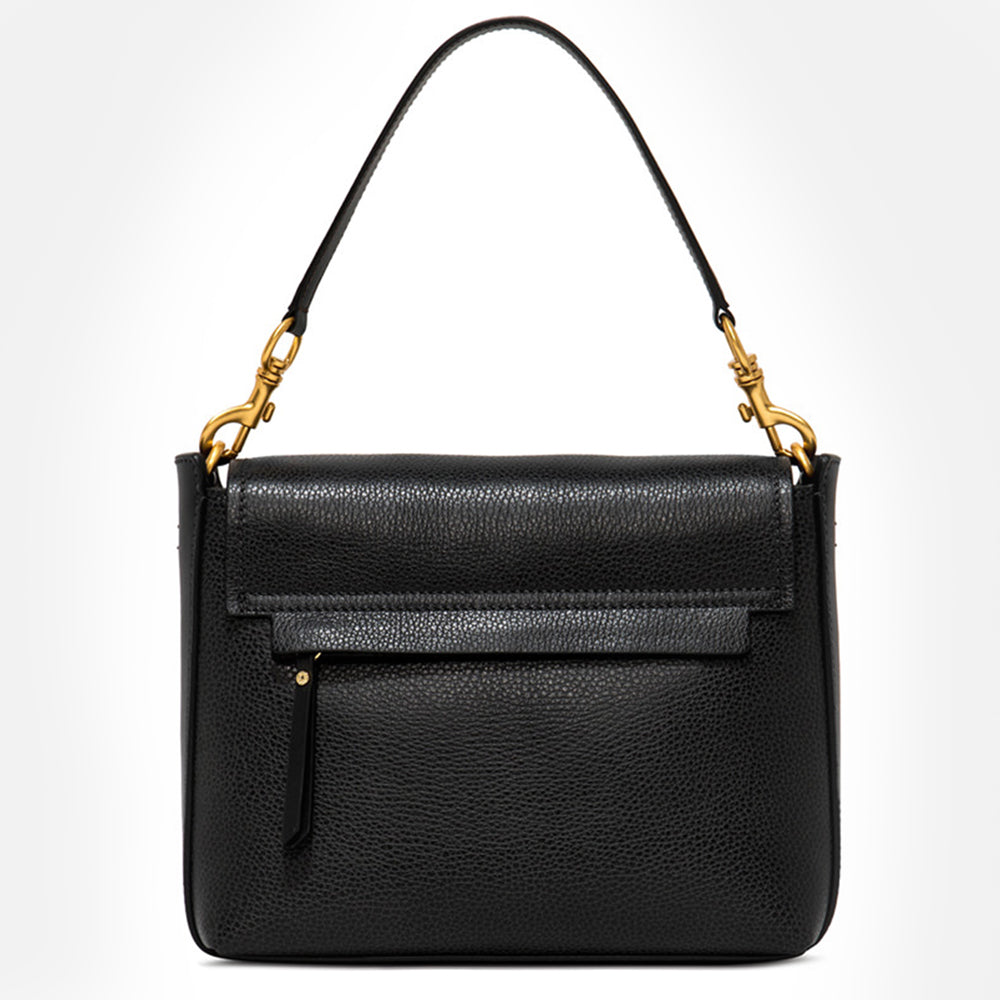 black leather Tea overflap crossbody bag, made in Italy by Gianni Chiarini