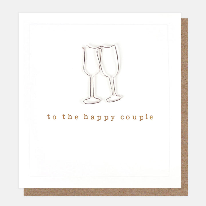 wire champagne flutes 'to the happy couple' card
