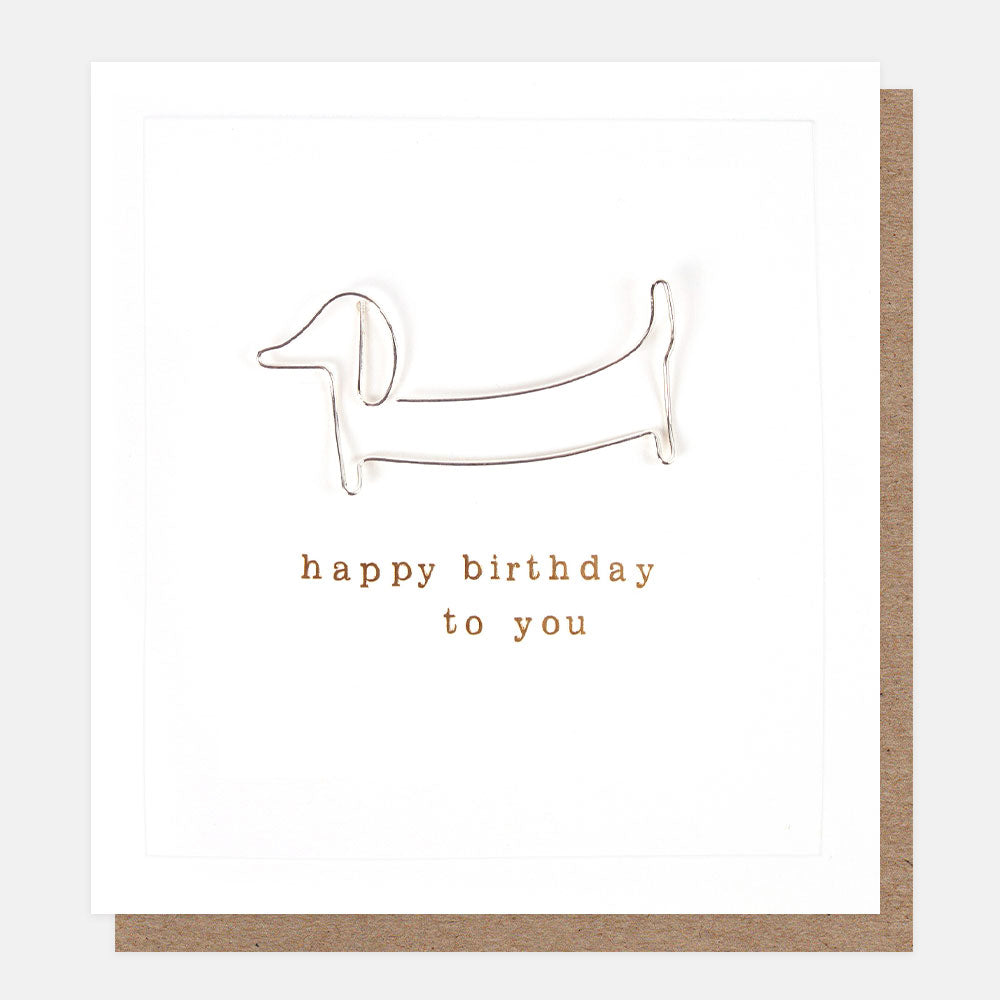wire sausage dog happy birthday to you card