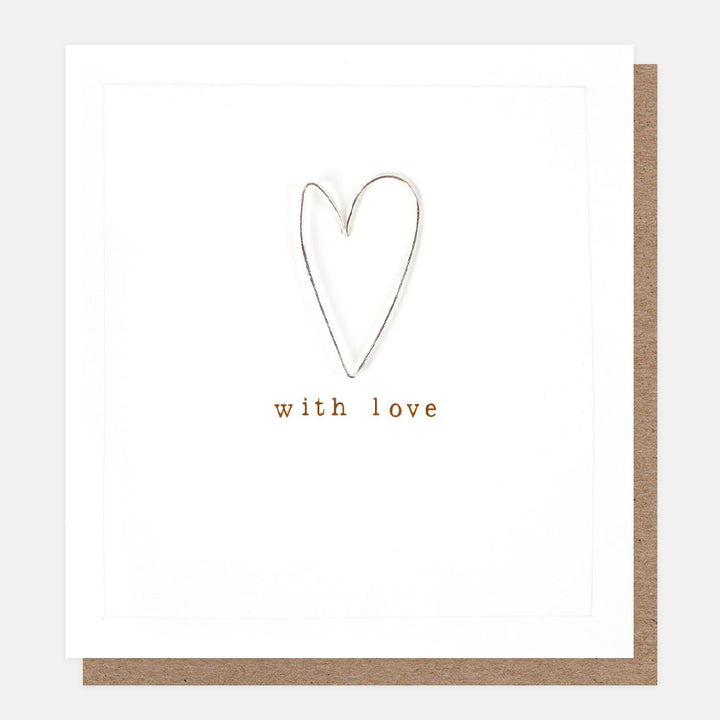 wire heart 'with love' card