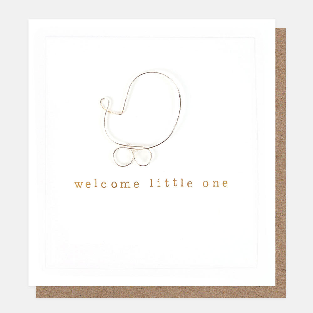 wire pram 'welcome little one' new baby card