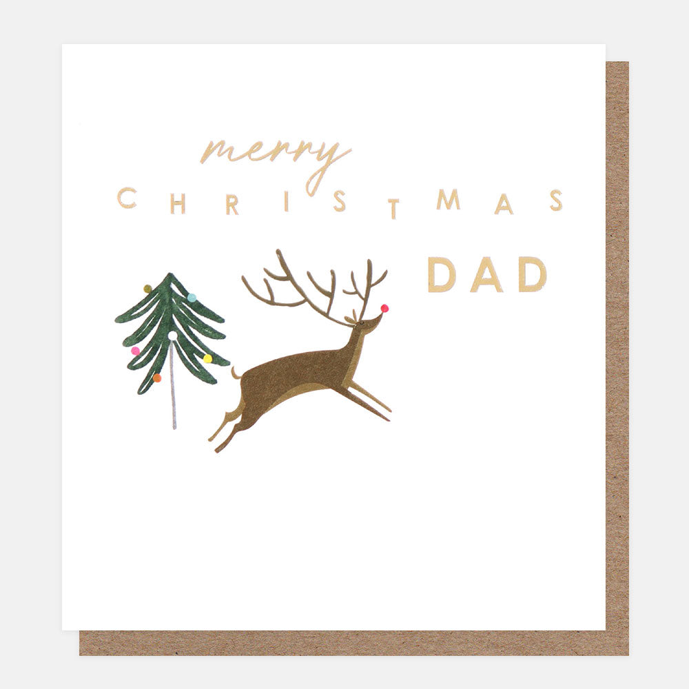 Merry Christmas Dad Reindeer & Tree Card